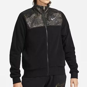 NIKE Black Gold Stardust Plush Full-Zip Cozy Warm Fleece Active Jacket Size S
